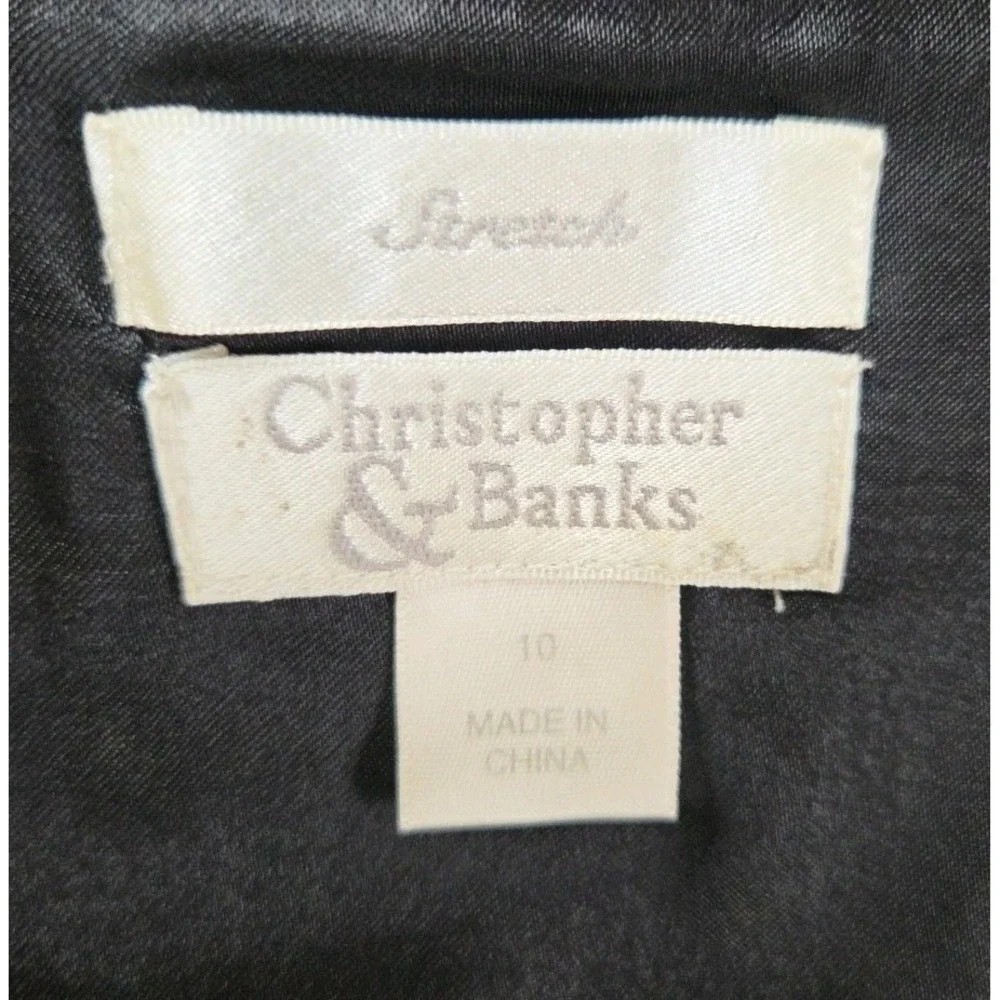 Christopher & Banks Dress 10 Black &White Sleeveless Surplice V-neck Zip Pleats